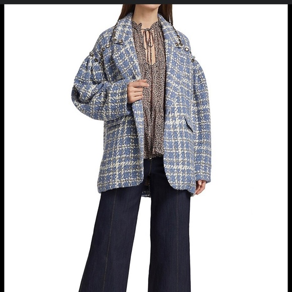 NWT Cinq a Sept Mackenzie Coat Glacier Blue Size XS - Picture 1 of 10